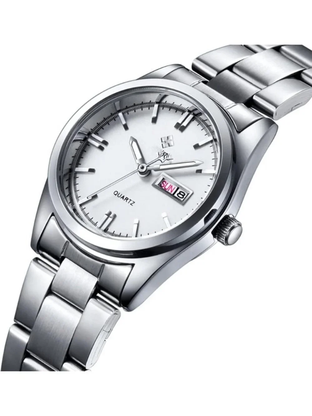 Women's White Analog Quartz Stainless Steel Luminous Waterproof Dress Wristwatch
